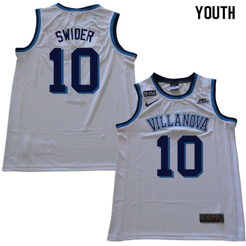 2018 Youth #10 Cole Swider Villanova Wildcats College Basketball Jerseys Sale-White - Click Image to Close